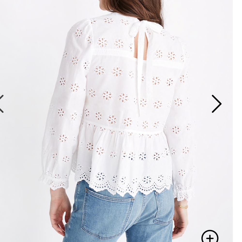 Madewell Eyelet Keyhole Peplum Top